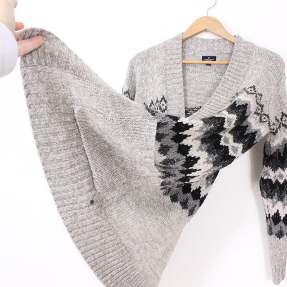 *American Eagle Grey Black Boho Cardigan - Picture 4 of 6